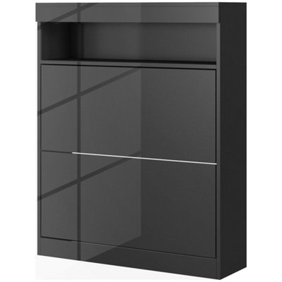 - Shoe Cabinet Wall Mounted Or Freestanding With 2 Flip Drawers