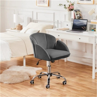  - Dark Grey Swivel Rolling Desk ChairCute Vanity Makeup Chair