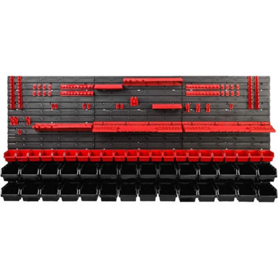  - Wall Mounted Tool Peg Board Set Garage Storage Bins Workshop Rack 98Pc Organiser