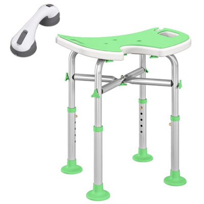  - Aluminium Shower Stool For Elderly Disabled Non-Slip Bath Stool Green