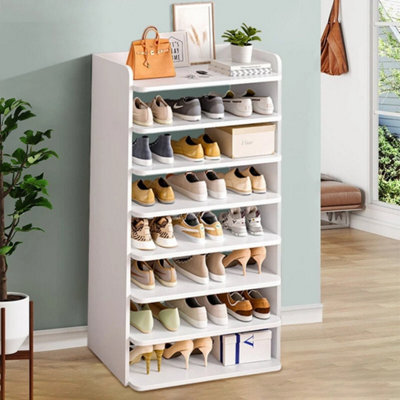  - 8 Tier Shoe Cabinet Rack Storage Cupboard Footwear Desktop Stand Wooden Hallway Shelves