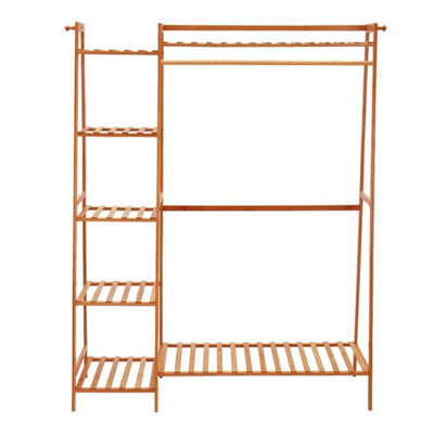  - Heavy Duty Wooden Clothes Rail Rack Garment Hanging Stand Corner Open Wardrobe