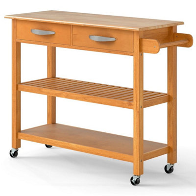  - 3-Tier Rolling Utility Cart Kitchen Island With Storage-Natural