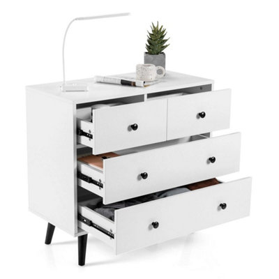  - 4-Drawer Modern Storage Chest Cabinet Dresser Wooden Drawer Organizer White