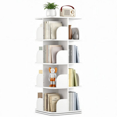  - 4-Tier Rotating Bookshelf Bookcase Display Floor Standing Corner Revolving Shelf