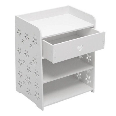  - Wooden Small Side Table Narrow Nightstand Bedside Drawer Storage Shelves Cabinet
