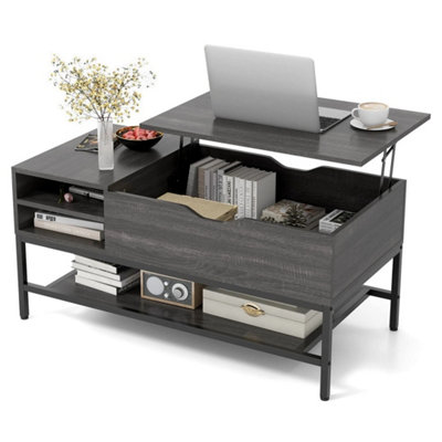  - Grey Lift Top Coffee Table Living Room Storage Shelf