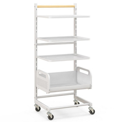  - 4 Tier Metal Rolling Utility Cart Adjustable Shelves