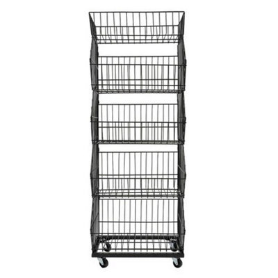  - Black 5 Tier Retail Display Rack Fruit Veg Snack Basket Shelf