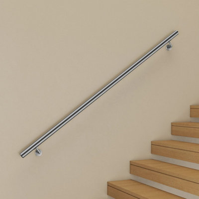  - 304 Stainless Steel Handrail For Stairs Steps Outdoor And Indoor Silver Grabrail 150