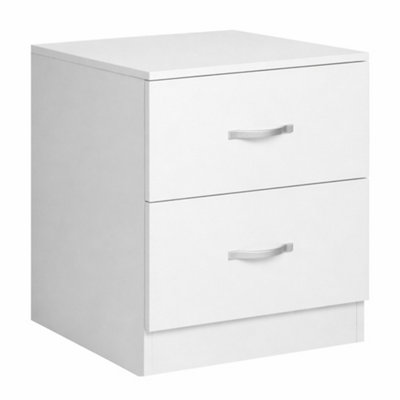  - 2-Drawer White Bedside Table Cabinet