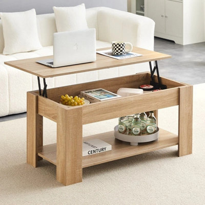  - Lift Top Coffee Table Storage Shelf 100X50X55Cm