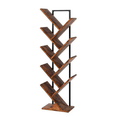 - 9 Tier Bookshelf Display Bookcase Tree Shaped Wooden Storage Rack Shelves