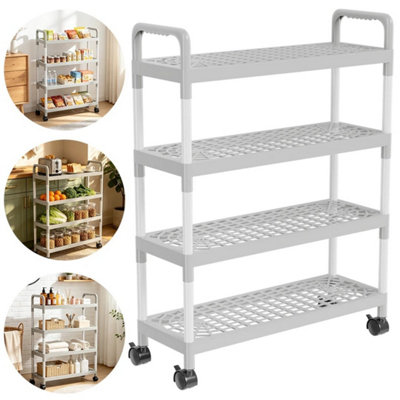  - 4 Tier Storage Trolley Cart On Wheels Kitchen Bathroom Laundry Rolling Rack