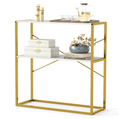 - White 90Cm 2 Tier Entryway Console Table Open Shelves