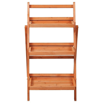  - Wooden 3 Tier Foldable Ladder Floor Plant Stand Shelf
