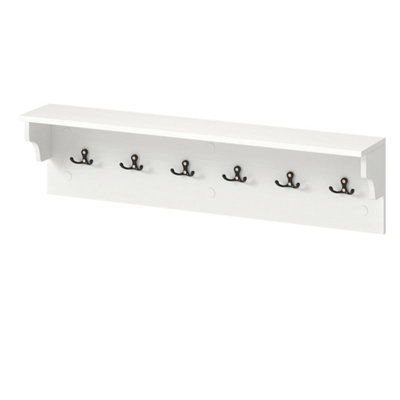  - 80Cm Wooden Wall Coat Rack Shelf 6 Hooks