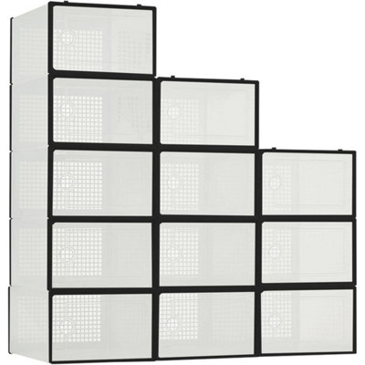  - 12Pcs Clear Foldable Stackable Shoe Storage Boxes