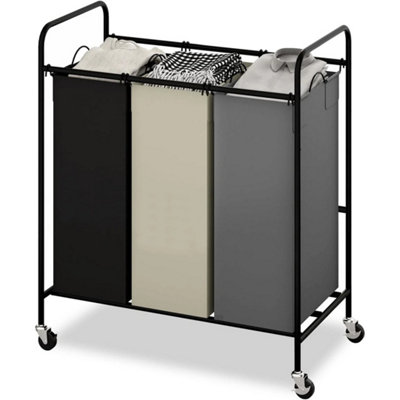  - 3 Section Rolling Large Laundry Sorter Hamper Basket
