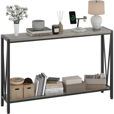  - 2 Tier Narrow Wooden Console Table Entryway Home Office