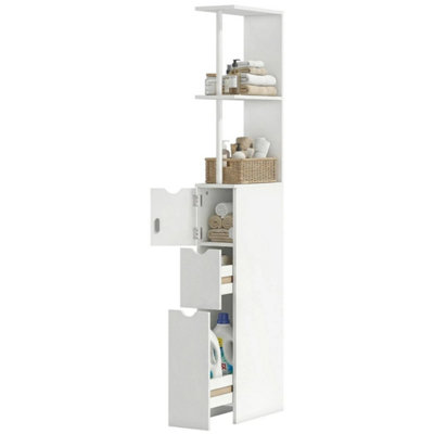  - Tall Bathroom Storage Cabinet With Shelf And DrawersWhite