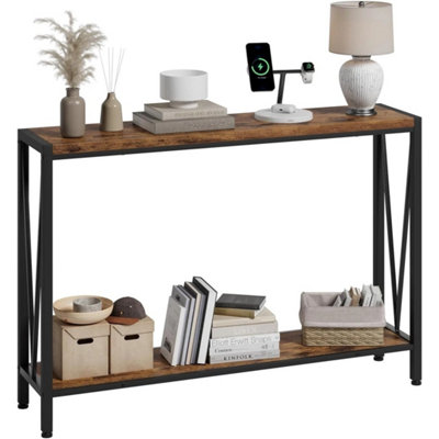  - 2-Tier Wooden Narrow Console Table Entryway