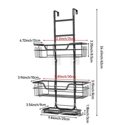  - Hanging Over Door Over Screen Bathroom Shower Caddy Rack Storage Shelf Basket Style D