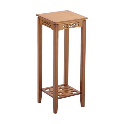  - 2Tier Retro Bamboo Plant Stand Tall Side Table Display Shelf Corner Potted Rack