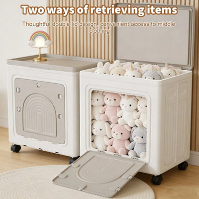  - 100L Collapsible Storage Bin Stackable Container For Closet Organization  White