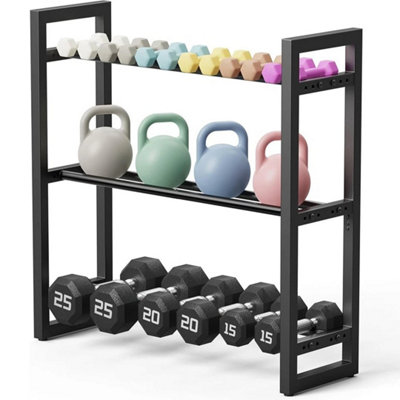  - Adjustable 3 Tier Dumbbell Rack Stand Weight Rack For Dumbbells Home Gym Storage
