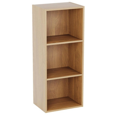  - 3-Tier Cube Wooden Storage UnitOak Display Shelving Bookcase