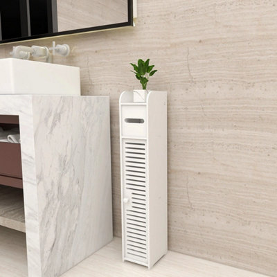  - White Pvc Toilet Paper Roll HolderBathroom Storage Cabinet