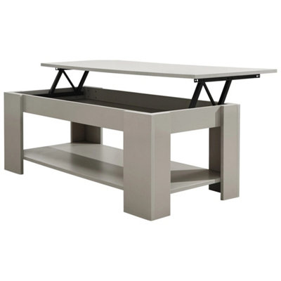  - Grey Lift Top Coffee Table With Storage Drawer Shelf,furniture