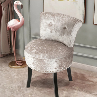  - Vanity Stool With BackrestBedroom Dressing Table Makeup Chair Grey
