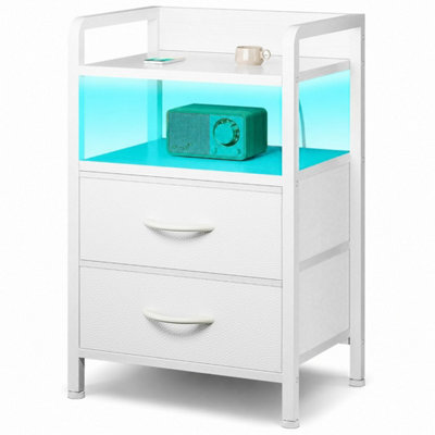 - White 2 Drawer Wooden Bedroom Bedside Cabinet Nightstand Side Table