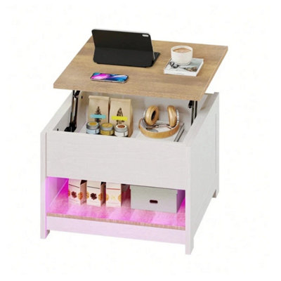  - Lift Top Coffee Table Led Storage Grey