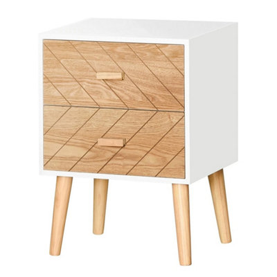  - Bedside Table 2 Drawers Side Cabinet Wooden Storage Chest