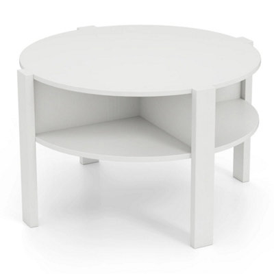  - 2-Tier Round Coffee Table 74Cm Tea Cocktail