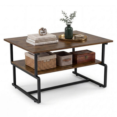  - 2-Tier Industrial Coffee Table 85Cm Rectangular Centre Table