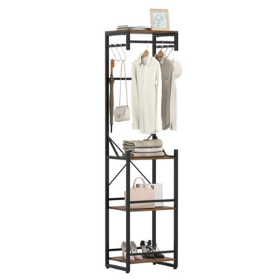  - Freestanding Coat Rack Slim Hall Tree With 4 Storage Shelves
