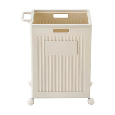  - L Rolling Laundry Basket On Wheels Foldable Washing Bin Hamper Clothes Organiser