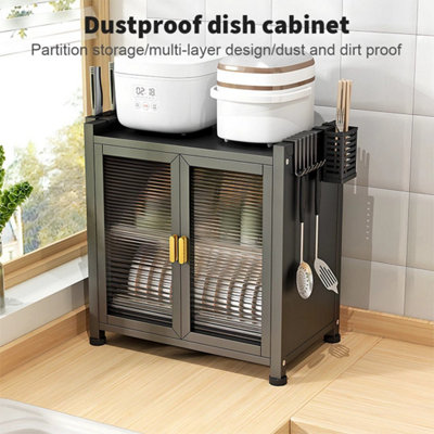  - 3 Tier Dustproof Kitchen Dish Cabinet Cupboard Storage Rack