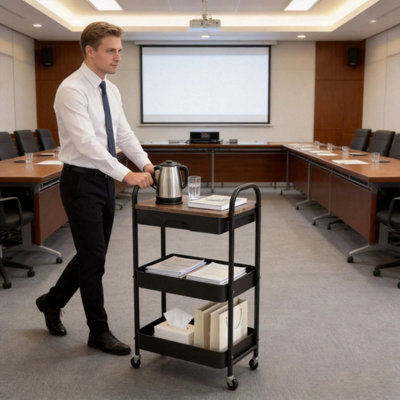  - Storage Trolley On Wheels 3 Tier Kitchen Bathroom Beauty Storage