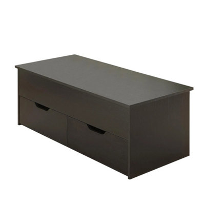 B&Q Black Wooden Lift Top Coffee Table With 2 Large Storage Drawers