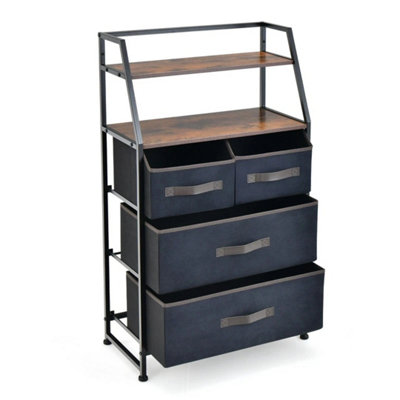  - Industrial 4 Drawer Fabric Storage Chest Organizer Dresser
