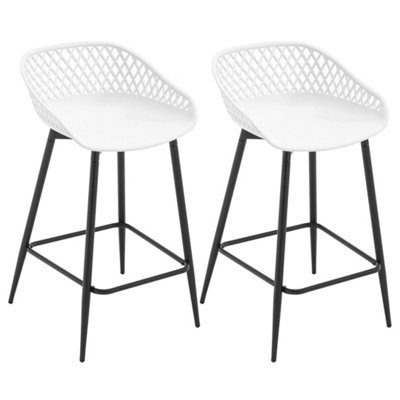  - 2 Pack White Breakfast Counter Bar Stools Footrest