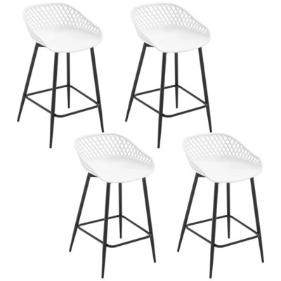  - 4 Pack White Breakfast Counter Bar Stools Footrest