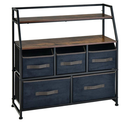  - Industrial 5 Drawer Fabric Storage Dresser Chest