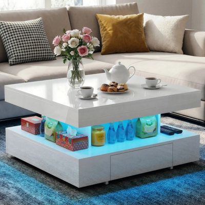  - High Gloss Led Coffee Table 2 Drawers