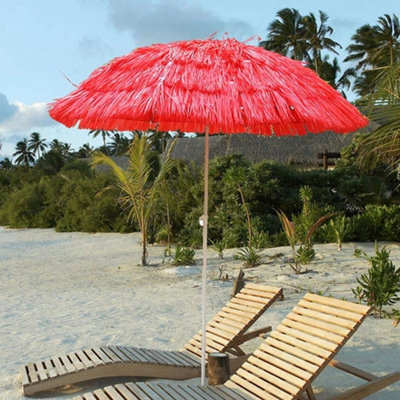  - Parasol Beach Garden Patio Sunshade Sun Umbrella Outdoor Tilting Red